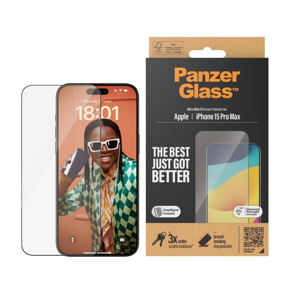 Tagakaaned PanzerGlass  Screen Protector iPhone 2023 6.7 Pro Max | Ultra-Wide Fit w. EasyAligner