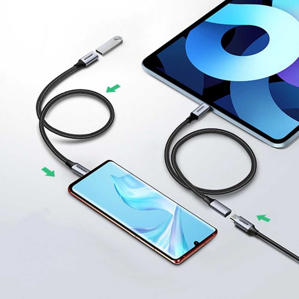 Кабель Ugreen  Ugreen US372 80810 USB-C - USB-C PD QC cable 100W 5A 10Gbps 0.5m - gray