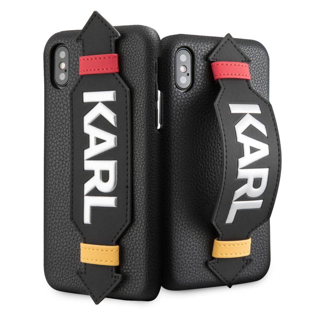 Back panel cover Karl Lagerfeld Apple iPhone X/XS PU Case With Strap Black