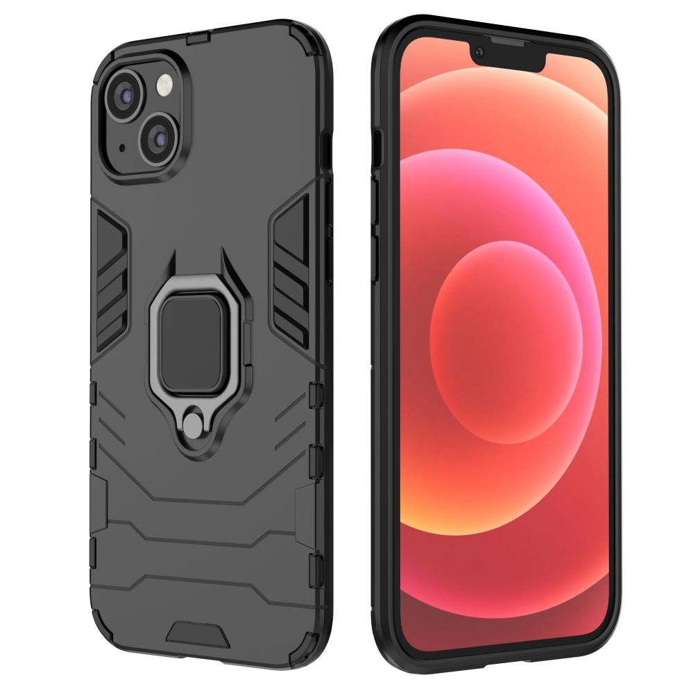 Чехол на заднюю панель Hurtel - Ring Armor case for iPhone 14 Plus armored cover magnetic holder ring black