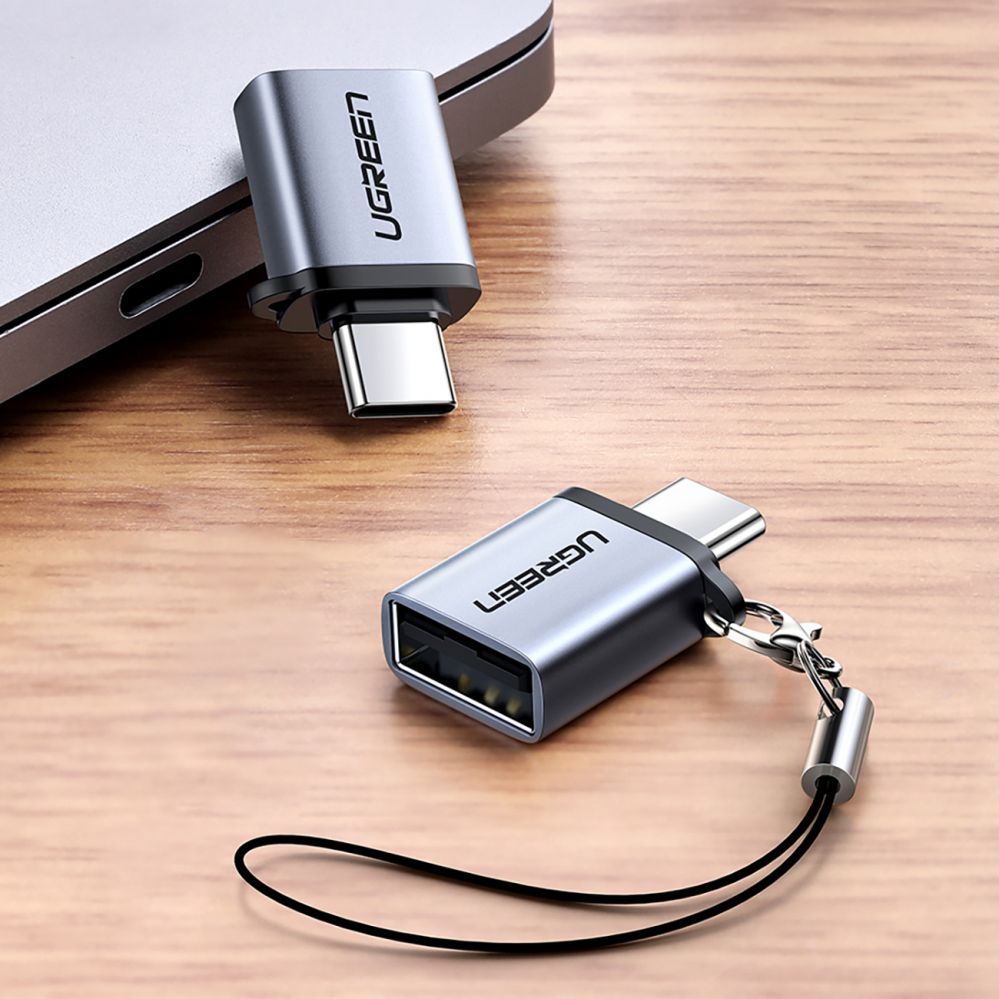 Üleminek Ugreen  US270 USB-C (Male) / USB-A 3.0 (Female) Adapter with Lanyard Space Gray