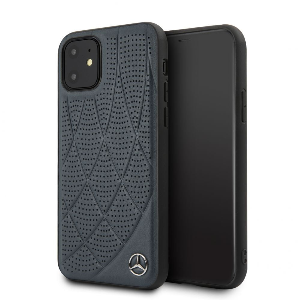 Tagakaaned Mercedes-Benz Apple iPhone 11 Quilted Genuine Leather Blue