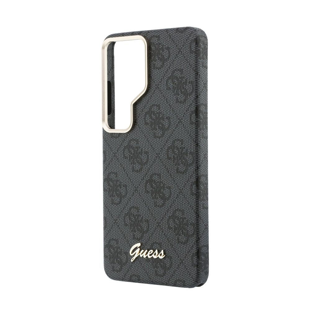 Чехол универсальная книжка Guess Samsung Galaxy S26 Ultra PU 4G Script Metal Logo With MagSafe Case Black