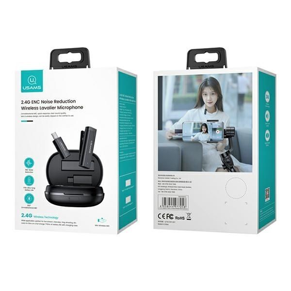 Juhtmevabad kõrvaklapid USAMS  USAMS Bezprzewodowy mikrofon krawatowy ENC 2.4G Wireless Lavalier Microphone Lightning ZB244MKF01 (US-ZB244)