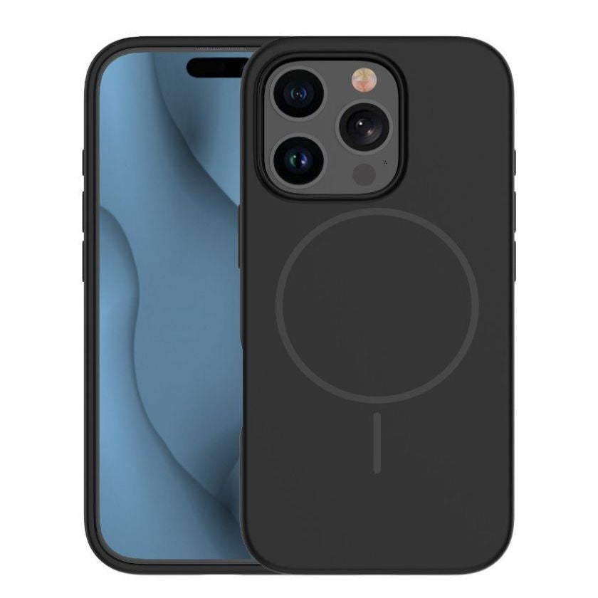 Back panel cover iLike Apple iPhone 15 Pro Soft Touch Silicone case With Magnetic Black