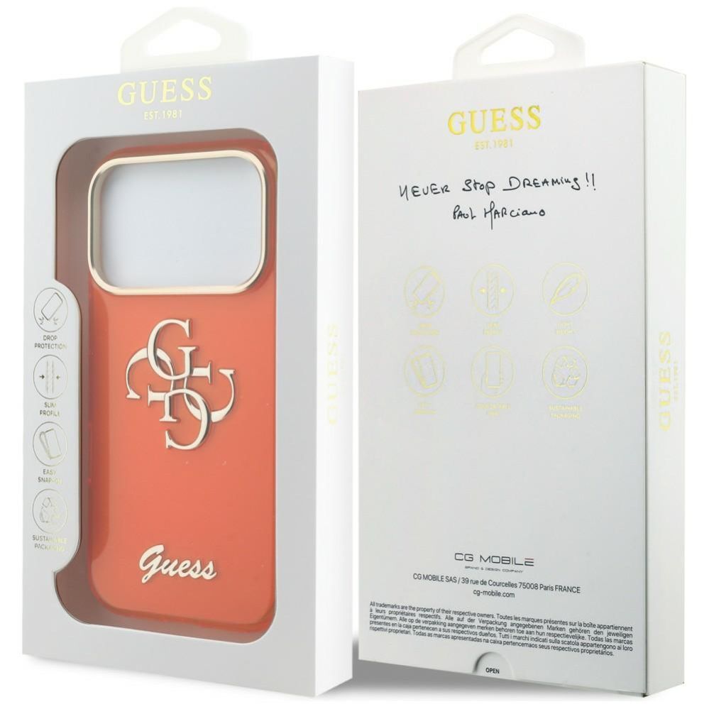 Другие товары Guess  Guess IML 4G Script Metal Case for iPhone 17 Pro - Orange