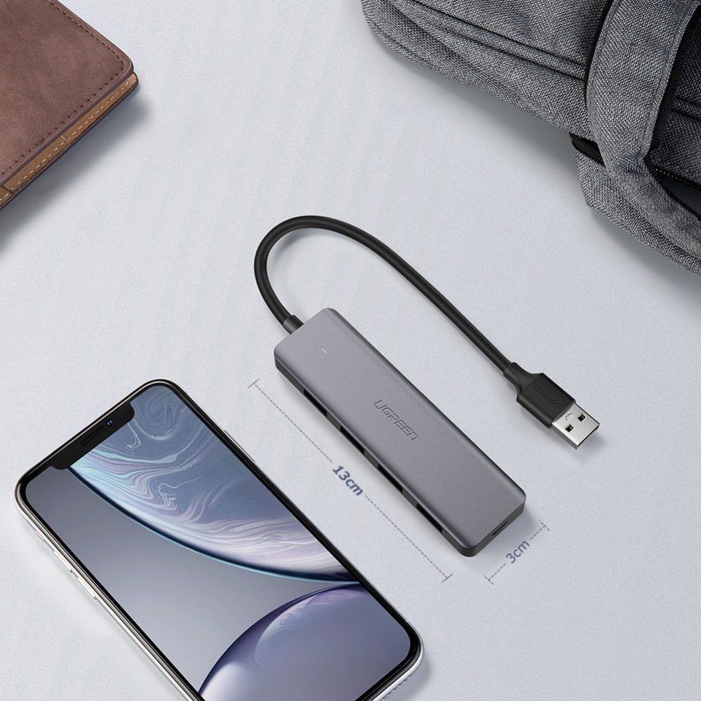 Kaabel Ugreen  Ugreen USB HUB - 4x USB 3.2 Gen 1 with micro USB power port gray (CM219 50985)