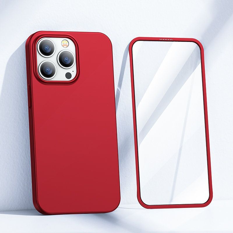 Чехол на заднюю панель Joyroom - Joyroom 360 Full Case front and back cover for iPhone 13 Pro Max + tempered glass screen protector red (JR-BP928 red)