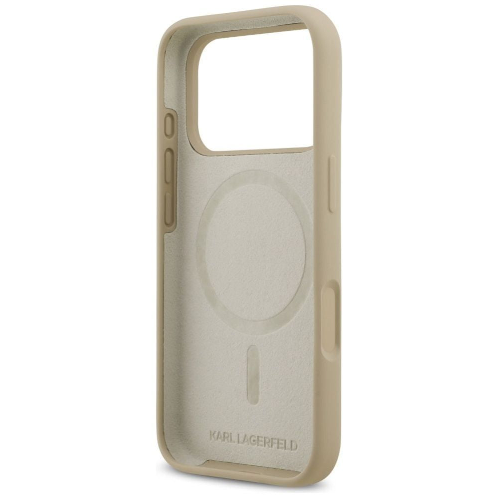 Tagakaaned Karl Lagerfeld Apple KARL LAGERFELD case for IPHONE 17 Pro compatible with MagSafe KLHMP17LSKIGROW (Silicone W/ KL Sketch & Logo) brown Brown