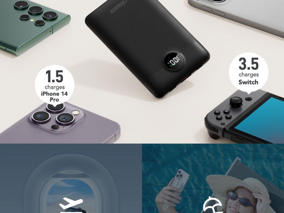 Väline aku Veger  Powerbank Veger C11 (W1170) PD QC3.0 2A 22,5W 10000 mAh with built-in cables USB C / Lightning black