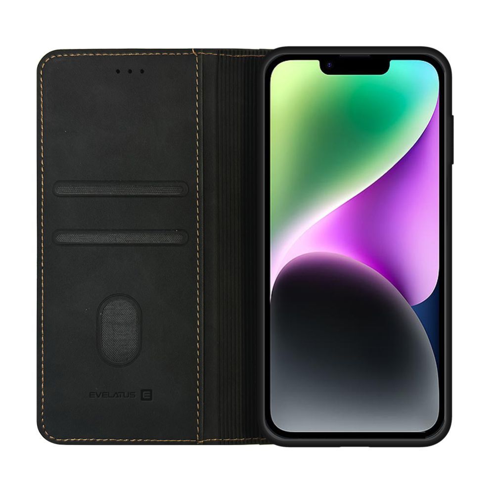 Kaaned - kaaned Evelatus Apple iPhone 13 / 14 Book Case Folio Black