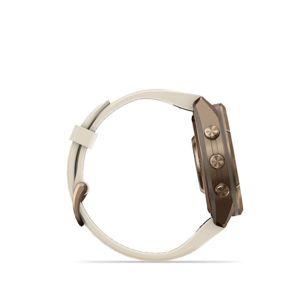 Nutikell Garmin  Fenix 9 Pro – 43mm
Autumn Gold Titanium with Cream/French Grey Silicone Band