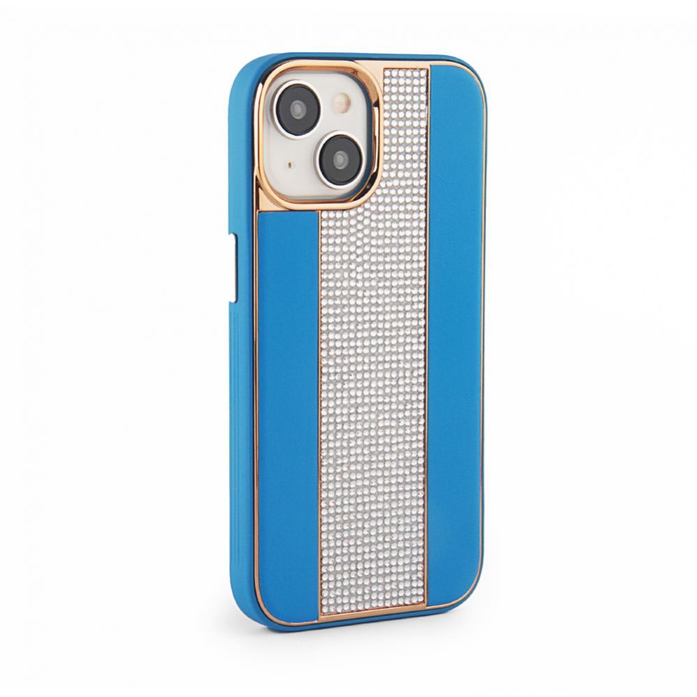 Tagakaaned iLike Apple iPhone 15 Diamonds and Leather Case Blue