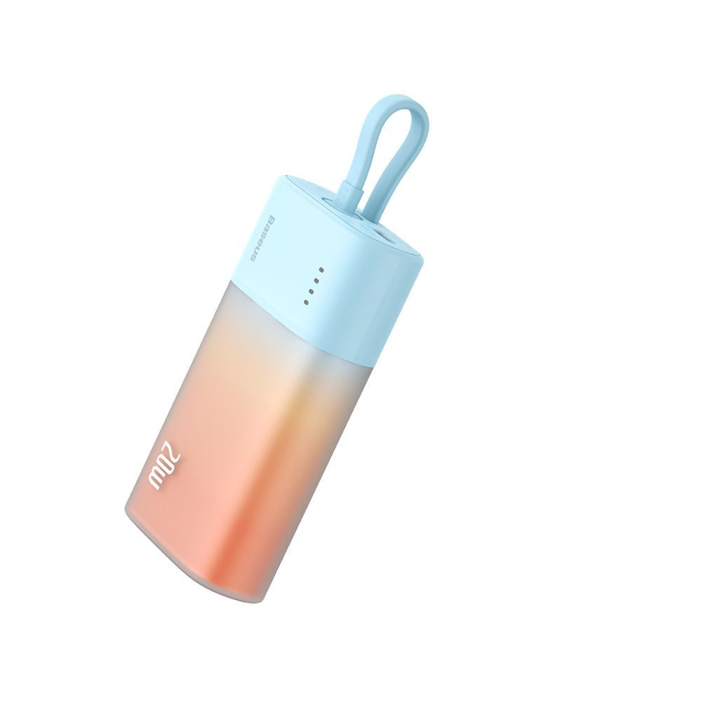 Väline aku Baseus  Baseus Popsicle 5200mAh 20W Powerbank with Built-in Lightning Cable (+ White Baseus Simple USB-C - USB-C 60W/20V/3A/30cm Cable) - Blue-Orange