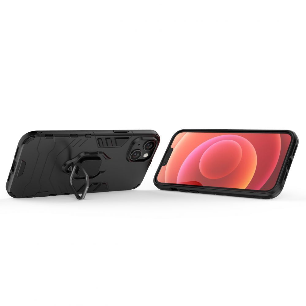 Чехол на заднюю панель Hurtel - Ring Armor case for iPhone 14 Plus armored cover magnetic holder ring black