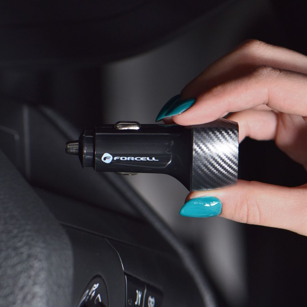 Авто зарядка Forcell  Car charger Forcell F-Energy Carbon USB C QC3.0 PD 3A 20W + cable USB C to Lightning CC50-1C black