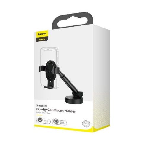 Automaatne hoidja Baseus  Gravity Car Mount Dashboard Windshield Phone Bracket Holder Black
