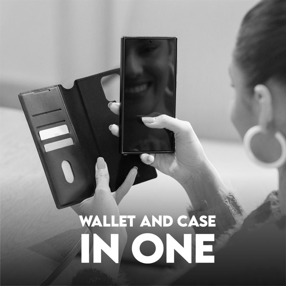 Back panel cover PanzerGlass  CARE by PanzerGlass Feature Case Tango Two-in-One Wallet Qi Compatible Samsung Galaxy S25 Plus, Black