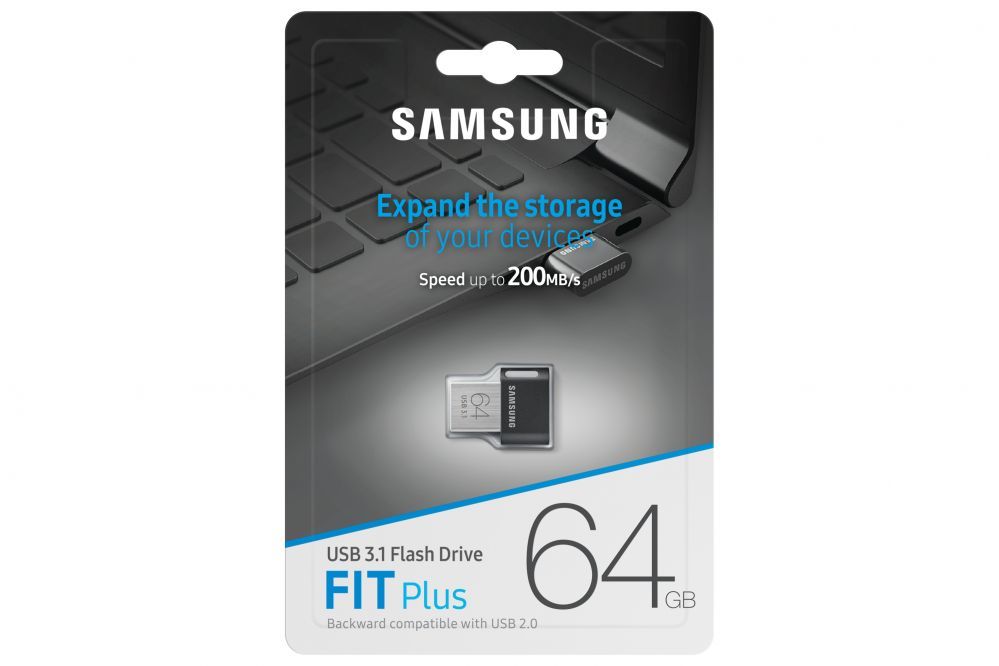 Флеш-накопитель Samsung  FIT Plus MUF-64AB/APC 64 GB, USB 3.1, Black/Silver