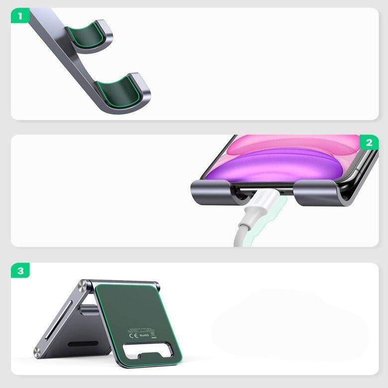 Авто держатель Ugreen  Ugreen metal aluminum folding phone holder tablet gray (LP263 80708)