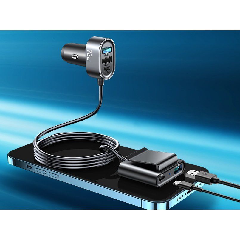 Adapter Joyroom  Joyroom car charger 2xPD + 2xQC3.0 72W 1.5m black (JR-CL05)
