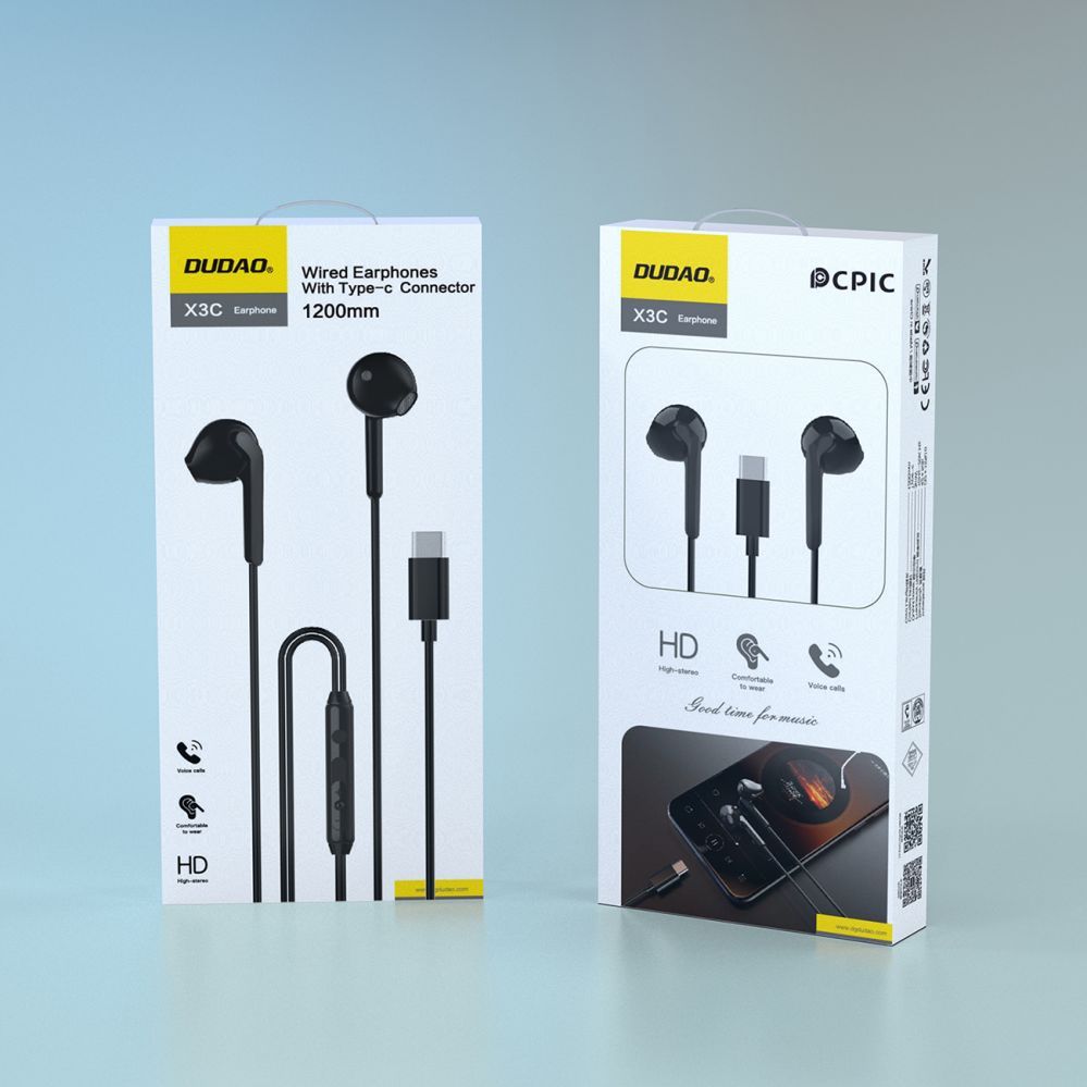 Wired headphones Dudao  Dudao X3C In-Ear Wired USB-C Headphones 1.2m - Black