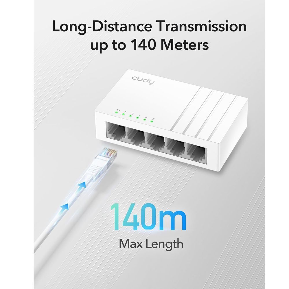 Роутер Cudy  GS105U NetSwitch 5-Port Gigabit Switch USB-C Power IGMP QoS Loop Prevention Black