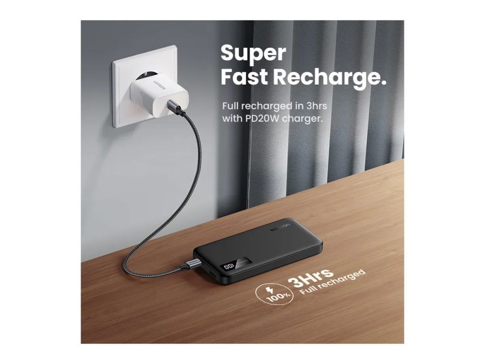 Беспроводное зарядное устройство Ugreen  UGREEN 10000mAh Two-way Fast Charging Powerbank Black Black