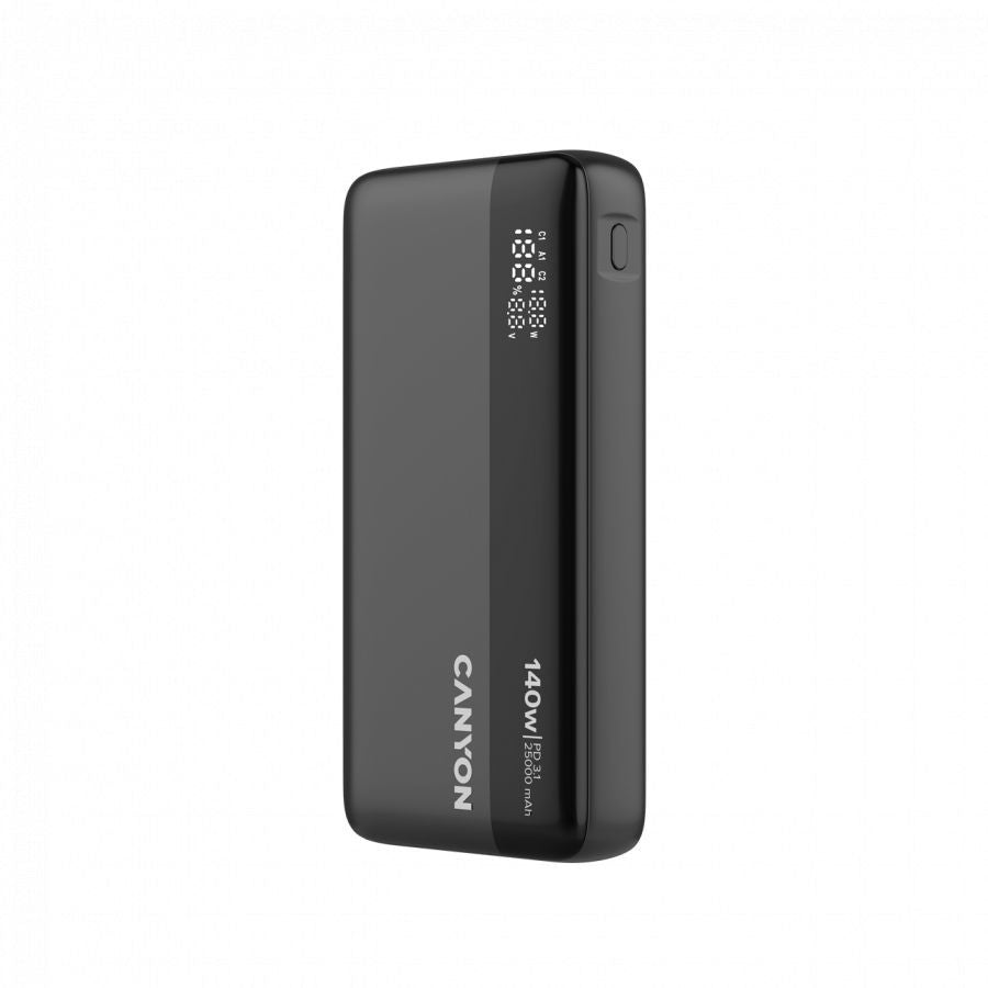 Power bank Canyon  CANYON Power Bank PB-240, 25000mAh PD140W display power bank,Size160.0x82x27 mm Weight 508+-10g, Dark Grey
