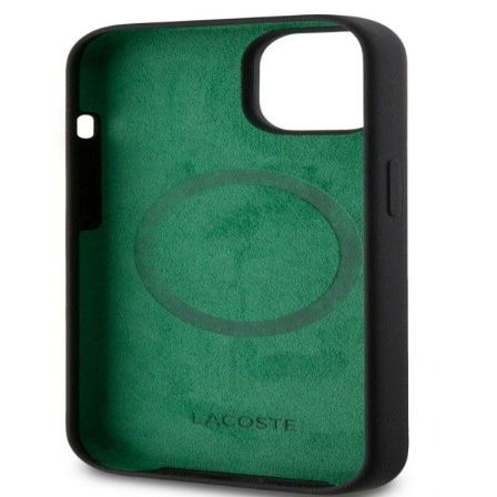 Чехол на заднюю панель Lacoste Apple iPhone 15 6.1 Liquid Silicone Microfiber Croc Logo Magsafe Back Cover Black