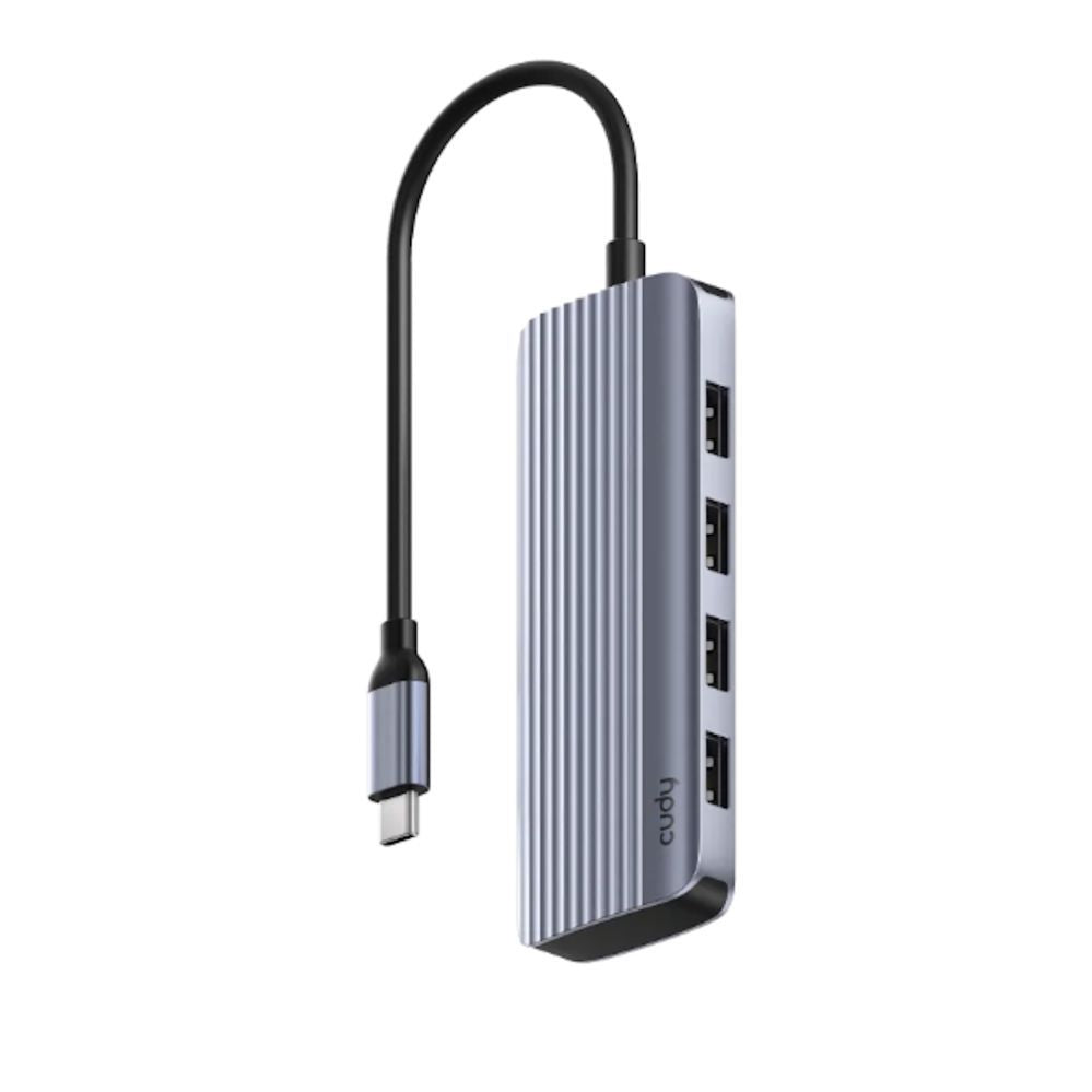Роутер Cudy  UH500 PortMate USB-C 6-in-1 Hub 4K 30Hz HDMI USB-C PD 4x USB-A 3.0 Aluminum Grey