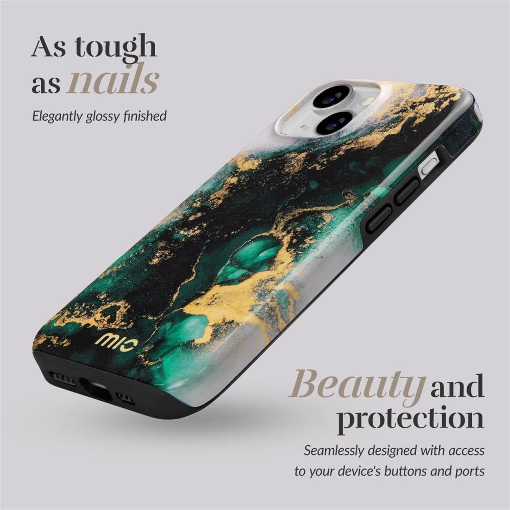 Back panel cover Mio  MIO Green Marble Magsafe Compatible for iPhone 16 Pro
