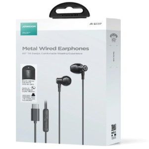 Проводные наушники Joyroom  TYPE-C Series JR-EC07 USB-C in-ear headphones metal Black