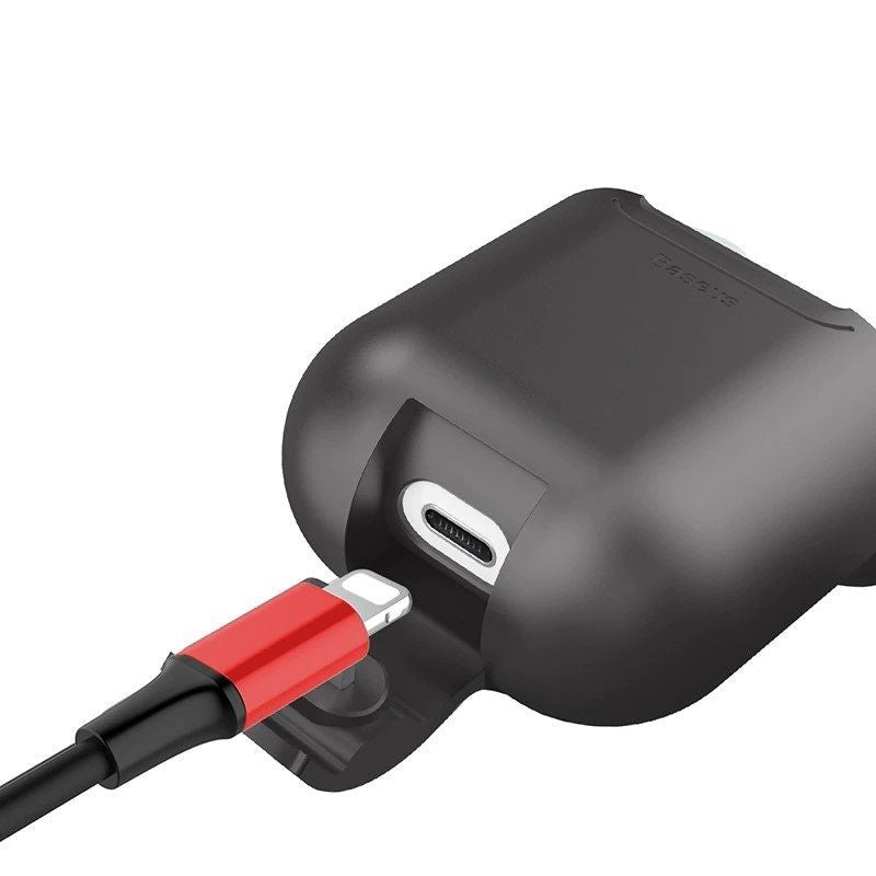 Чехол на заднюю панель Baseus Apple 2in1 Silicone Protective and Wireless Charger Case for AirPods Black