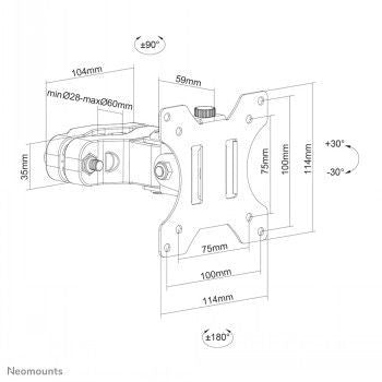 TV bracket NEOMOUNTS BY NEWSTAR  NEOMOUNTS BY NEWSTAR SCREEN POLE CLAMP/TRUSS MOUNT 1 PIVOT VESA 100X100 (POLE DIAMETER 28-60 MM)