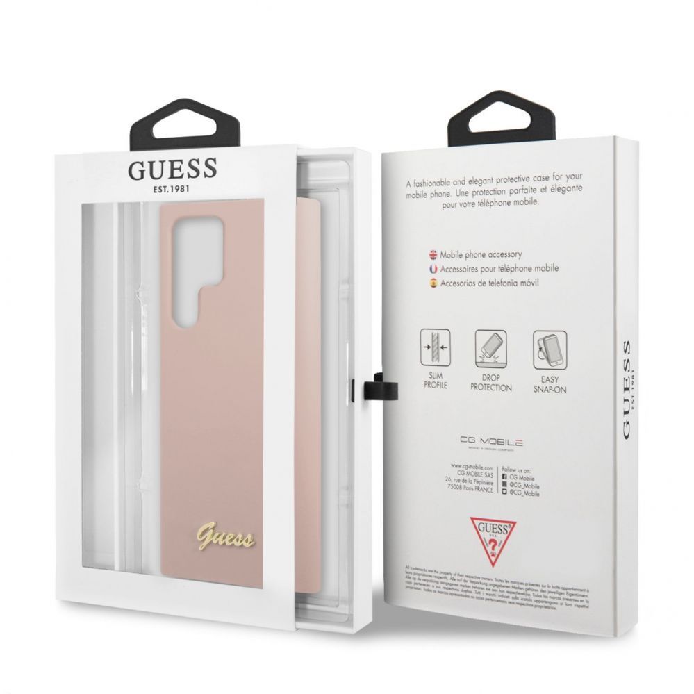 Tagakaaned Guess Samsung Samsung S22 Ultra Silicone Metal Logo Case Pink