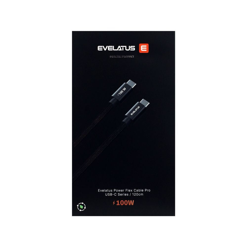 Кабель Evelatus  Flex Cabel Pro USB 2.0 Type C to Type C 1.2M 100W 5A Black