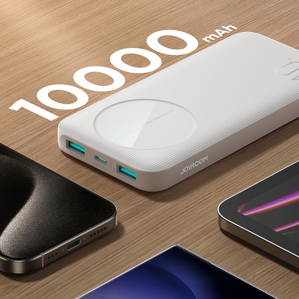 Power bank Joyroom  Powerbank Joyroom JR-PBF12 10000mAh 2.4A 2x USB-A 1x USB-C - white