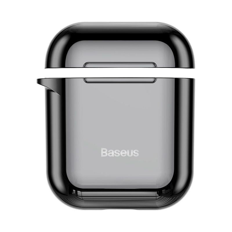 Tagakaaned Baseus  Metallic Shining Ultra-thin Silicone Protector Case with Hook for Airpods 1 / 2 Black