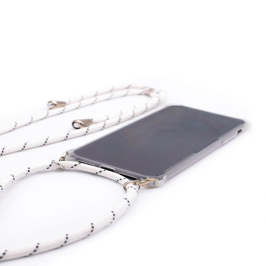 Back panel cover Evelatus Samsung A50s Case with rope White Stripes Transparent