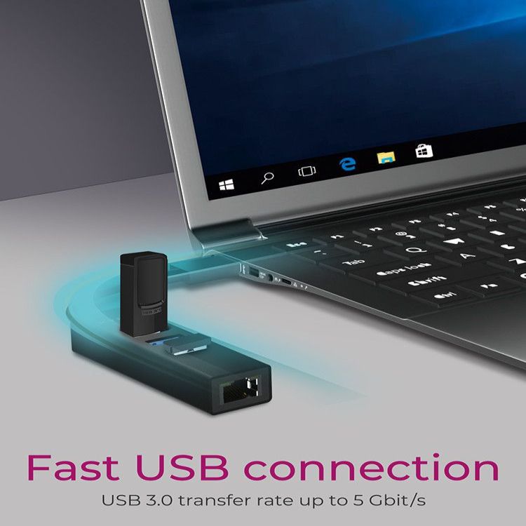 Routers Raidsonic  4 Port Hub with USB 3.0 Type-A, Type-C, Gigabit LAN Icy Box IB-HUB1419-LAN Black