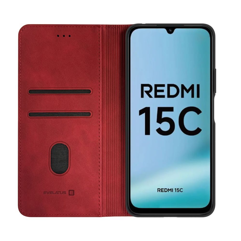 Kaaned - kaaned Evelatus Xiaomi Redmi 15C 4G/5G Book Case Folio Red