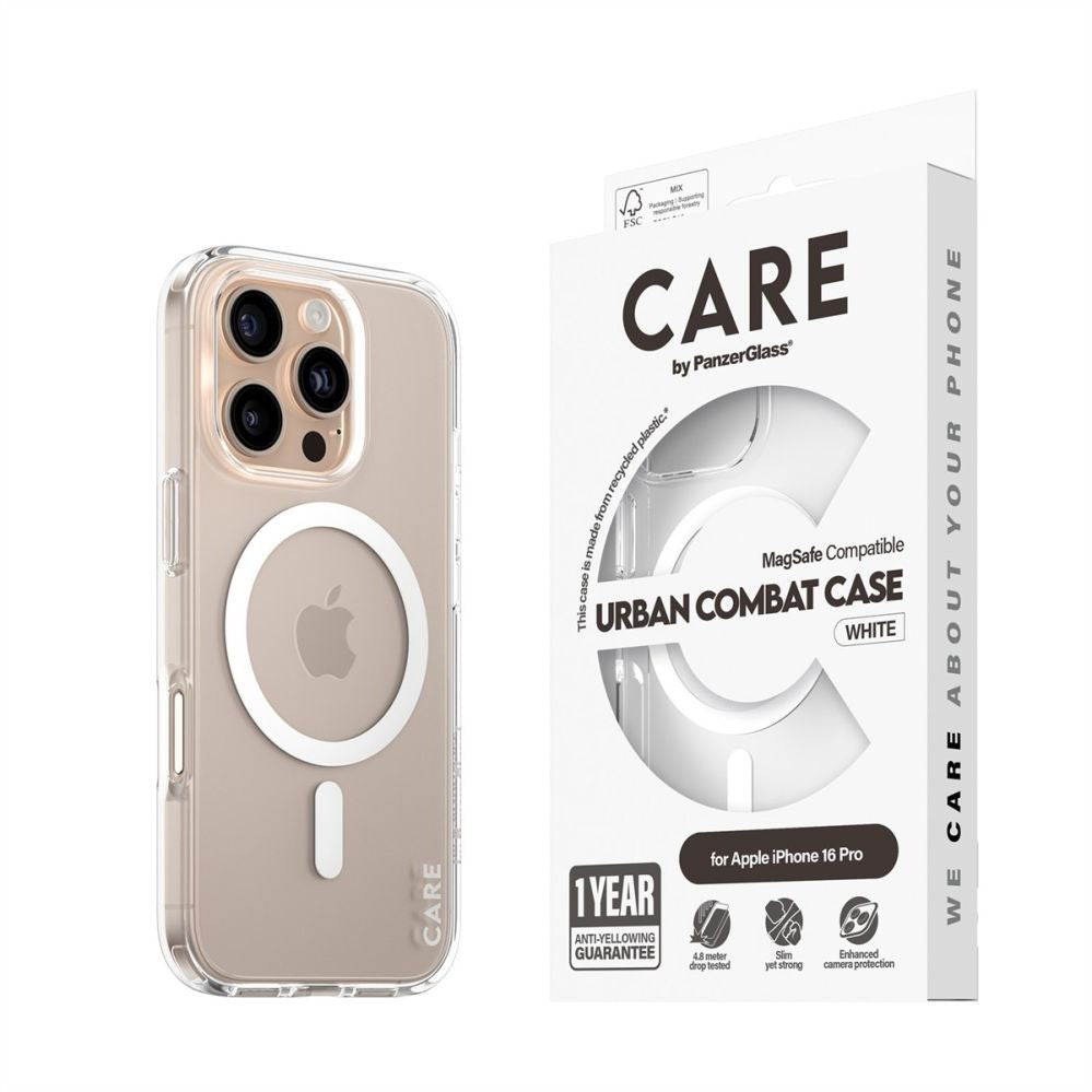 Чехол на заднюю панель PanzerGlass  CARE Flagship case with White MagSafe iPhone 16 Pro, Transparent