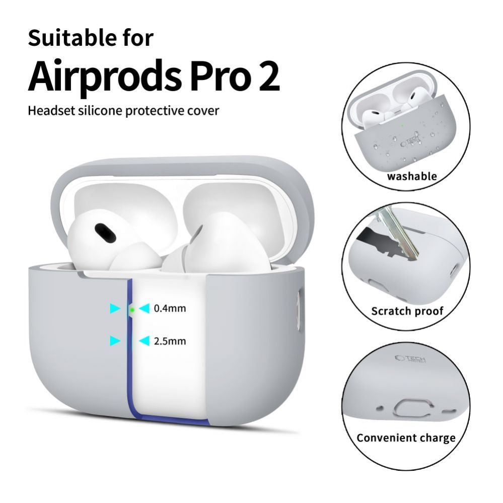 Чехол для наушников Tech-Protect Apple AirPods Pro 1 / 2 Silicone Case Gray