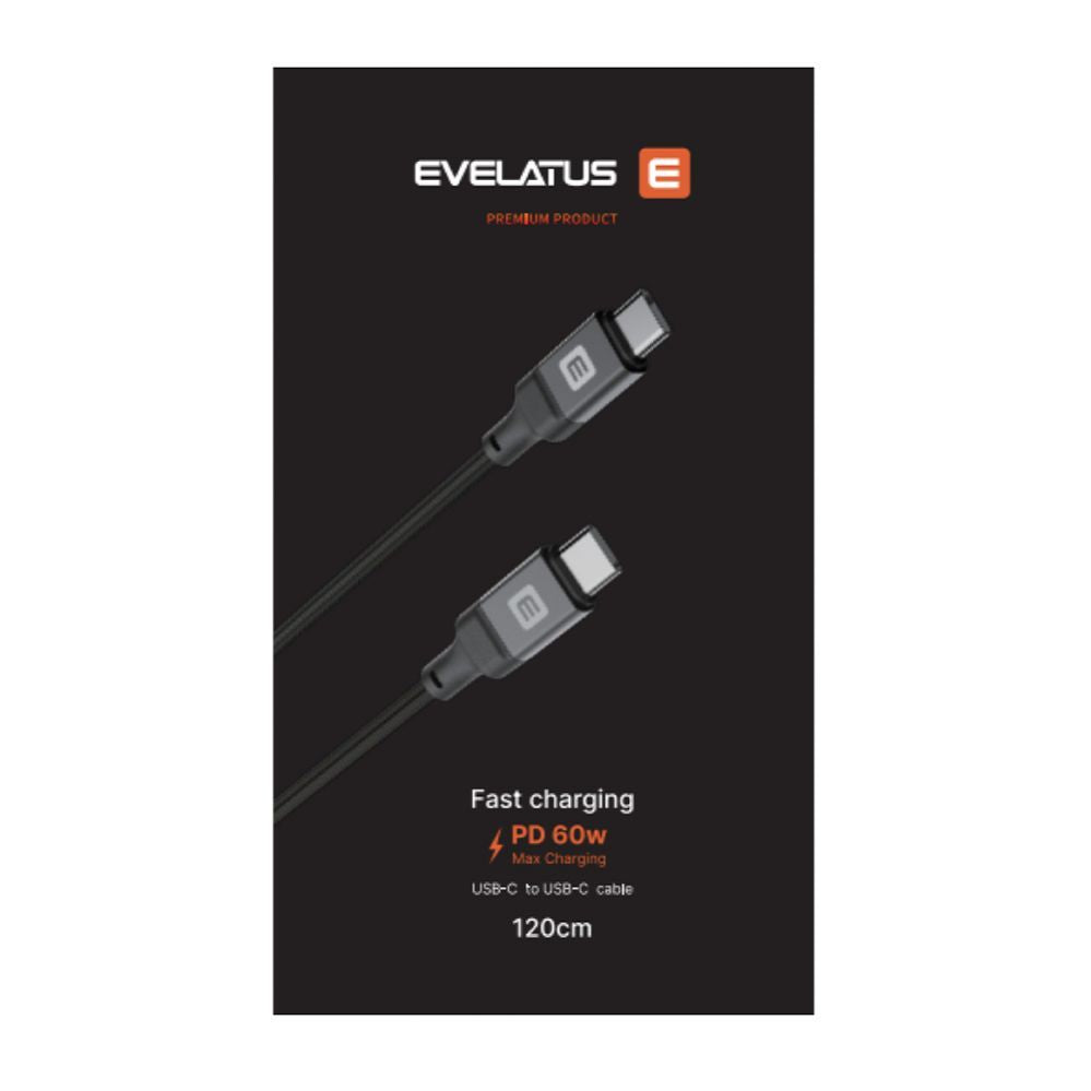 Кабель Evelatus  Evelatus USB C to C Cable 2M 60W / 20V3A Aluminum housing braiding White