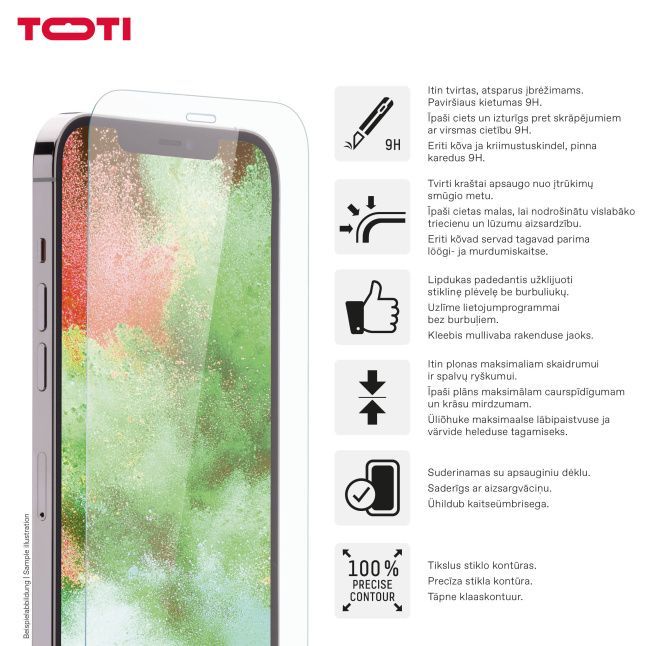 Protective glass Toti  TEMPERED glass 2D screen protector full cover for iPhone 16 Pro Max Transparent