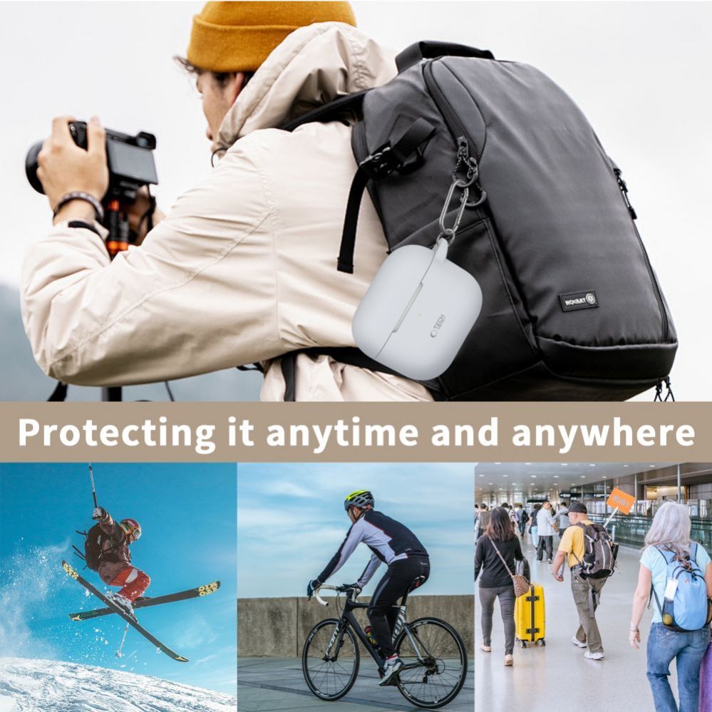 Korpus kõrvaklappidele Tech-Protect Apple Tech-Protect Silicone Hook Case for Apple AirPods 3 - Gray Gray