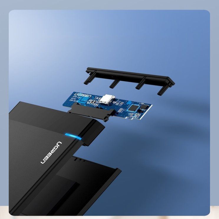 Кабель Ugreen  Ugreen bay for HDD SSD disk housing 2.5 '' SATA USB 3.2 Gen 1 (5 Gbps) micro USB SuperSpeed + 0.5 m cable black (US221 30848)