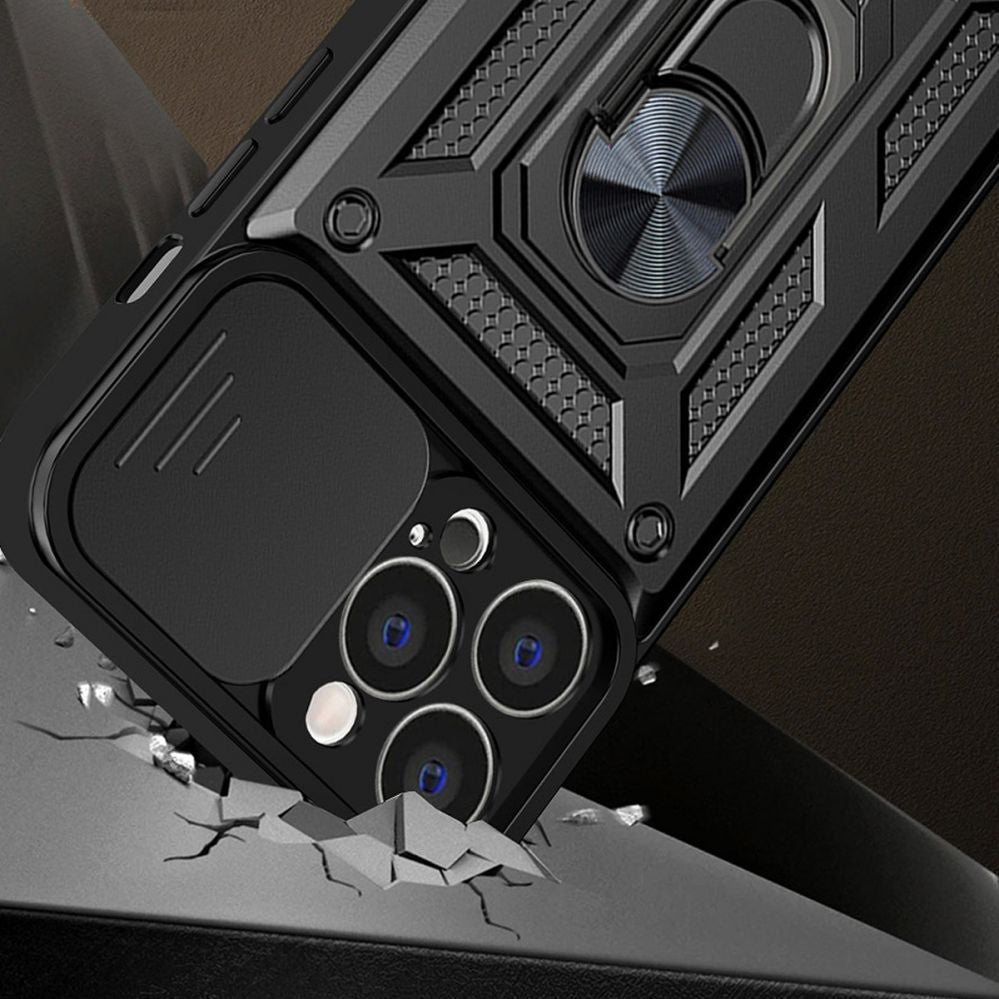 Back panel cover Hurtel - Hybrid Armor Camshield case for Huawei nova Y90 armored case with camera cover black