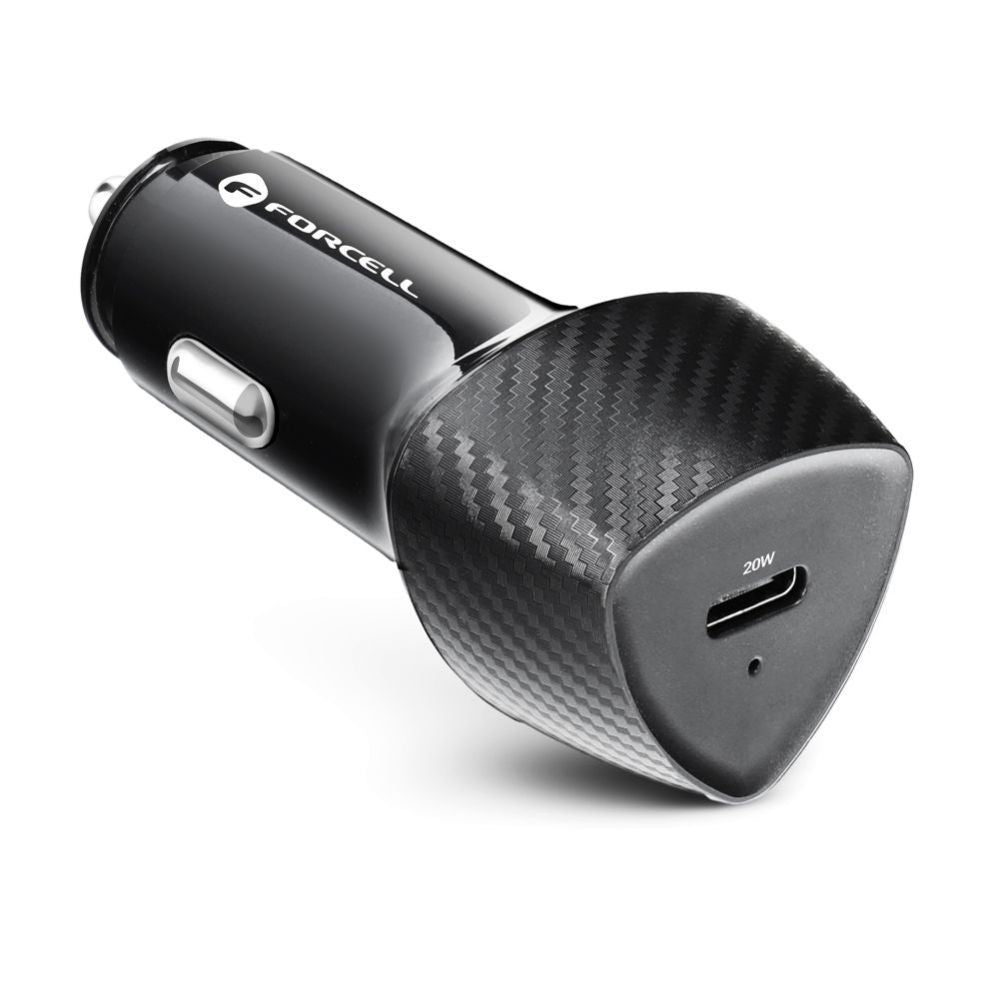 Авто зарядка Forcell  Car charger Forcell F-Energy Carbon USB C QC3.0 PD 3A 20W + cable USB C to Lightning CC50-1C black